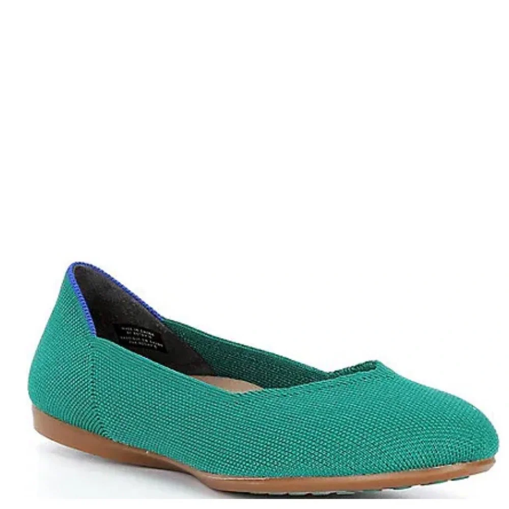 Rothys The Point Mojito Metallic Pointed Toe Knit Flats Women's Size 8.5
